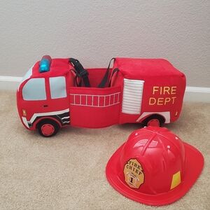 Firefighter Fire Truck Costume w/ hat helmet, Ride-along Style Ages 3-7